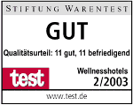 Stiftung Warentest - Wellnesshotels - Qualitätsurteil GUT 